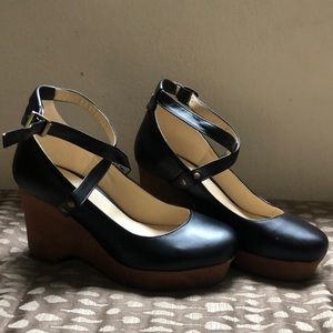 Black Vegan Mary Jane wedges